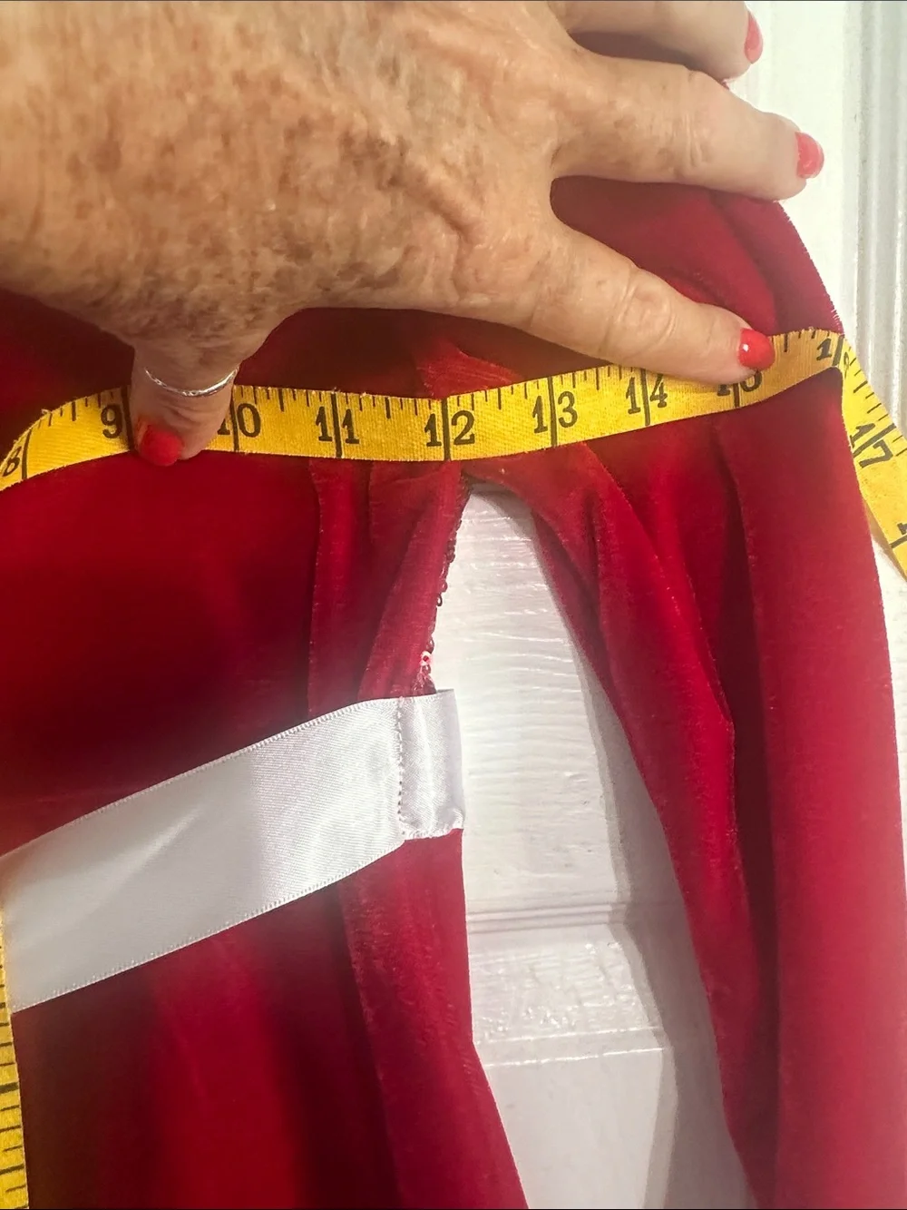 Red Velvet Holiday Dress with faux fur. Size 7